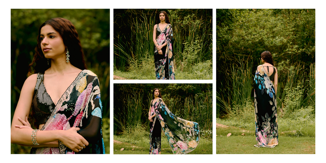 Black Sequin Georgette Saree: Why It's the Safest Festive Bet