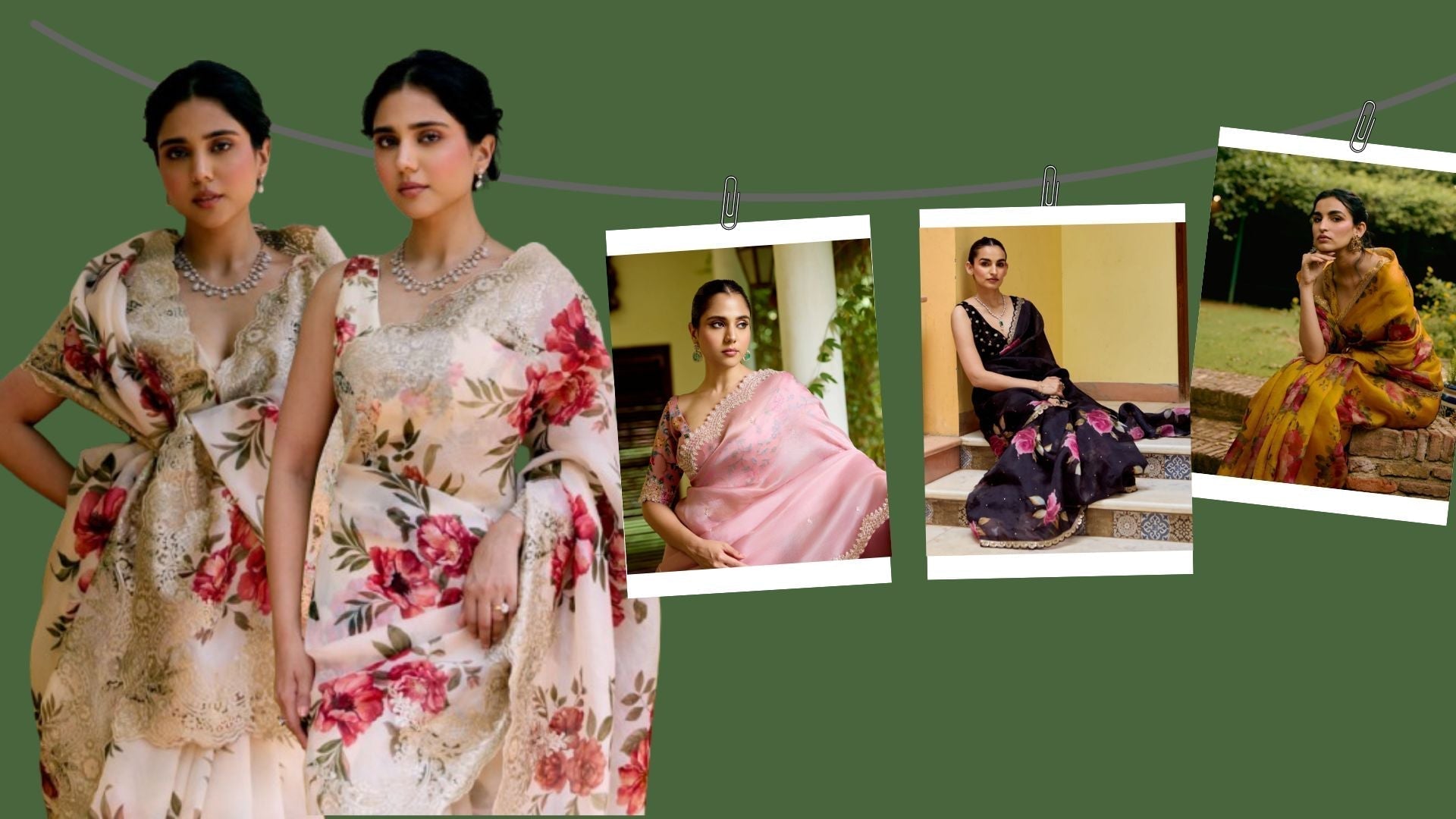  Elegant organza floral sarees for daytime functions