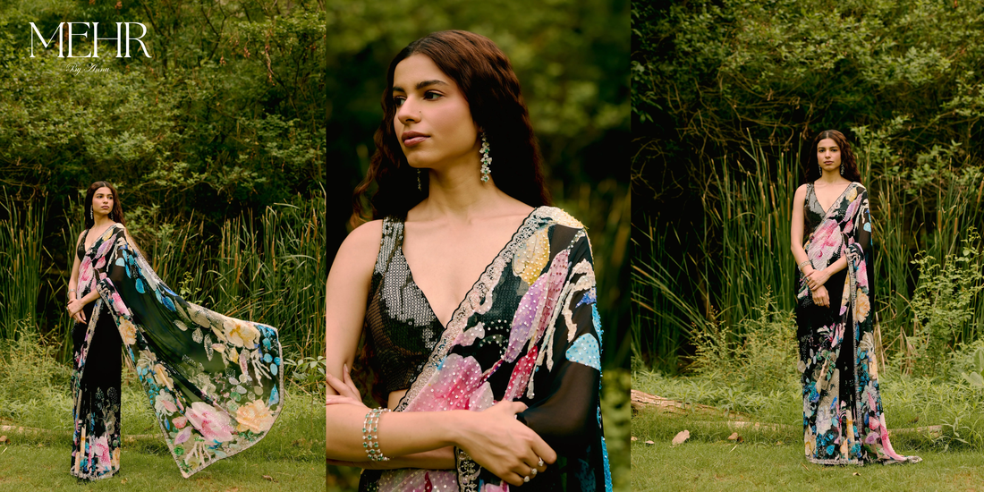 Simple outfit featuring intricate embroidery details.