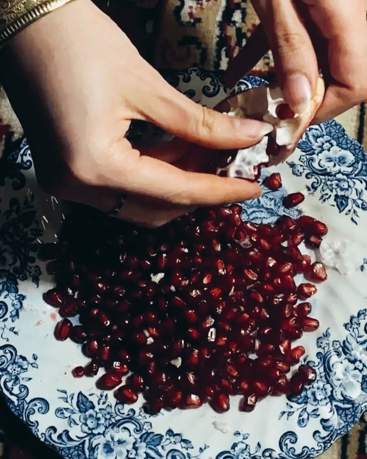 peeling a pomegranate