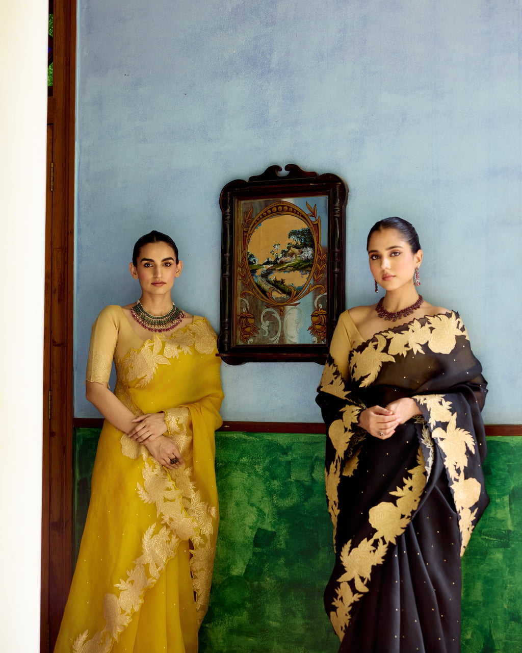 Black Organza Saree with Silk Tissue