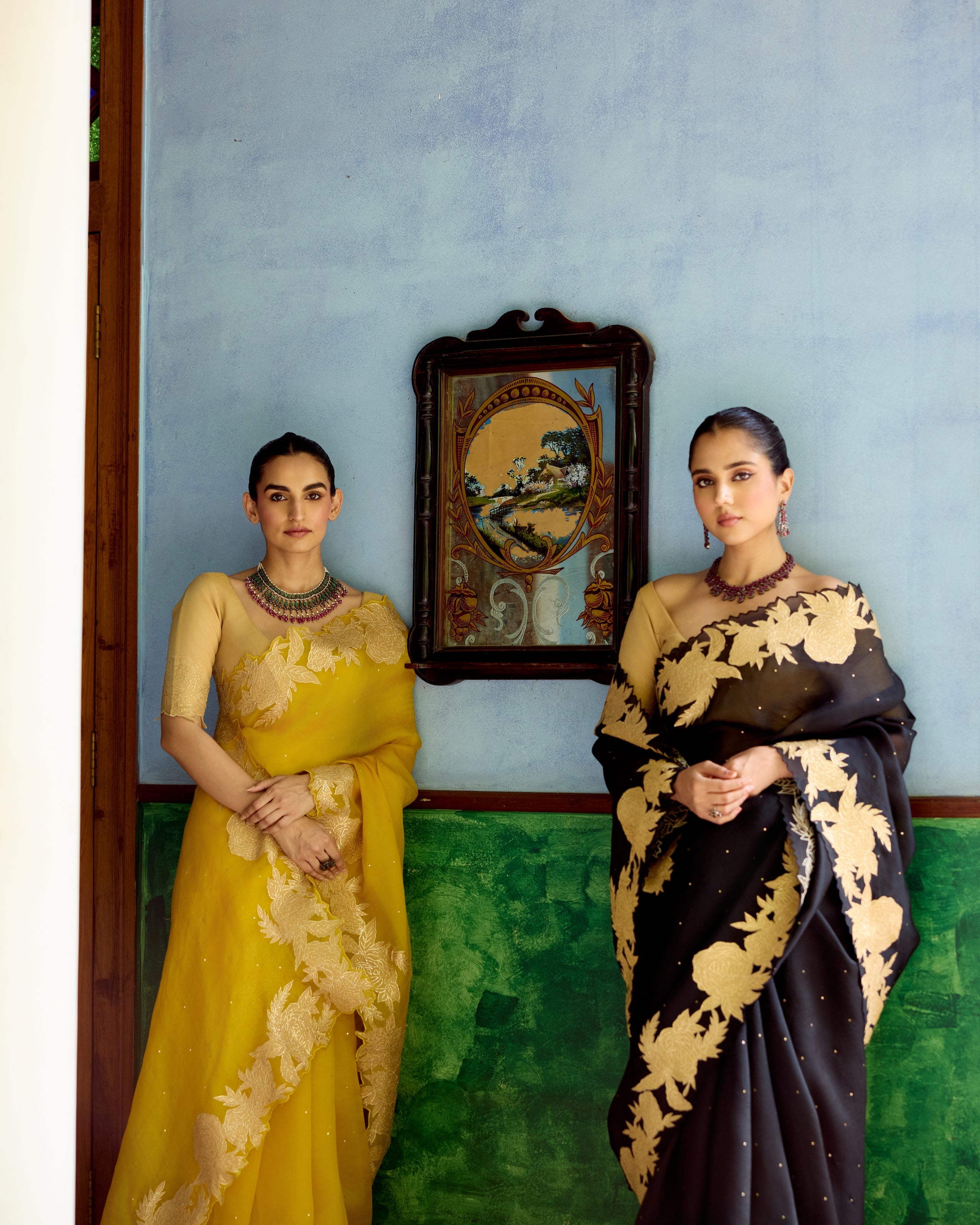 Black Organza Saree with Silk Tissue