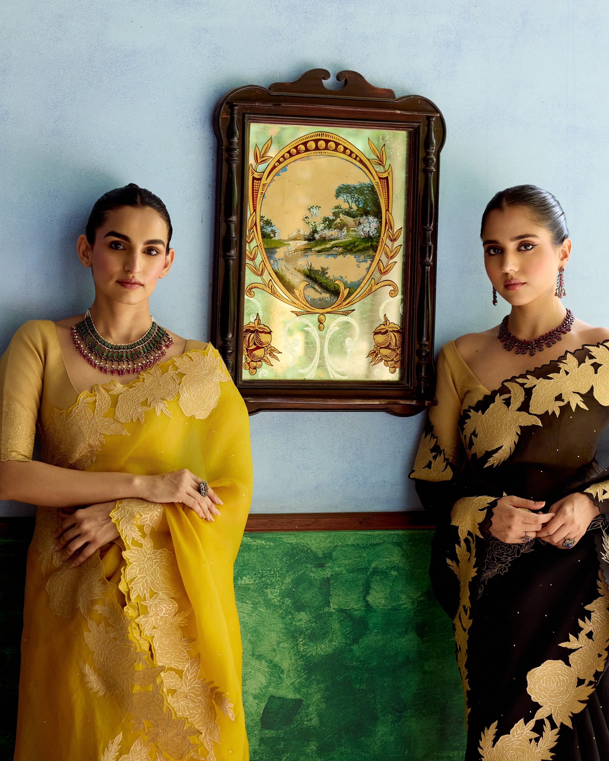 Yellow Organza Saree with Silk Tissue