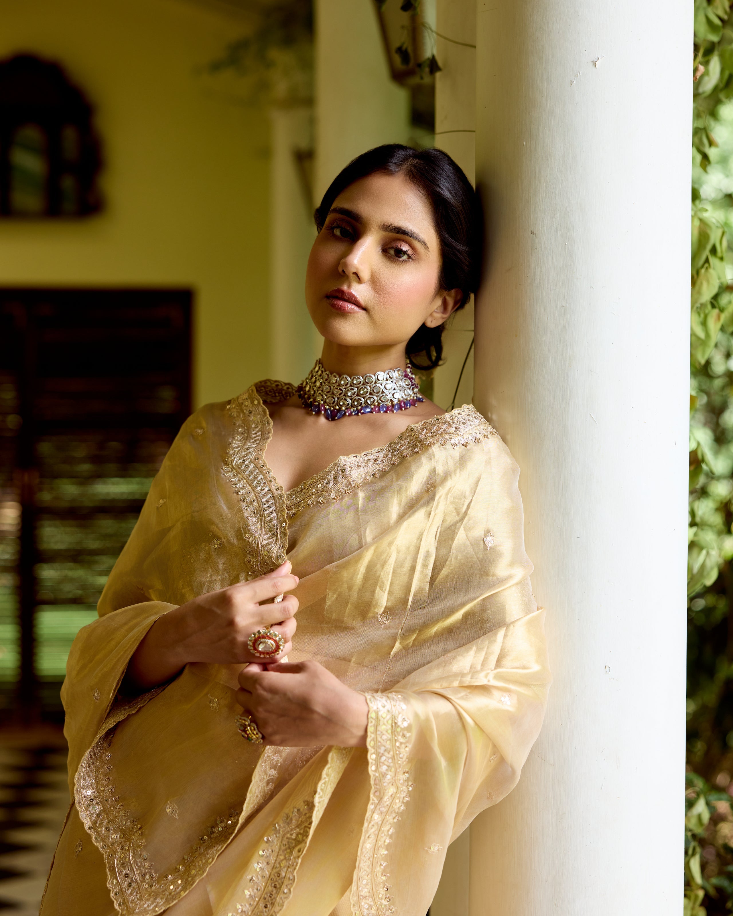 Gold Tissue Zardosi Saree