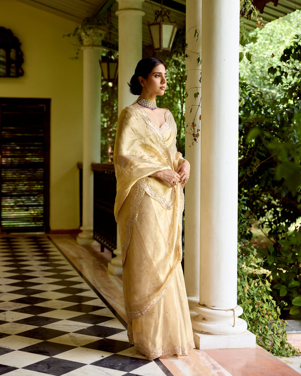 Gold Tissue Zardosi Saree
