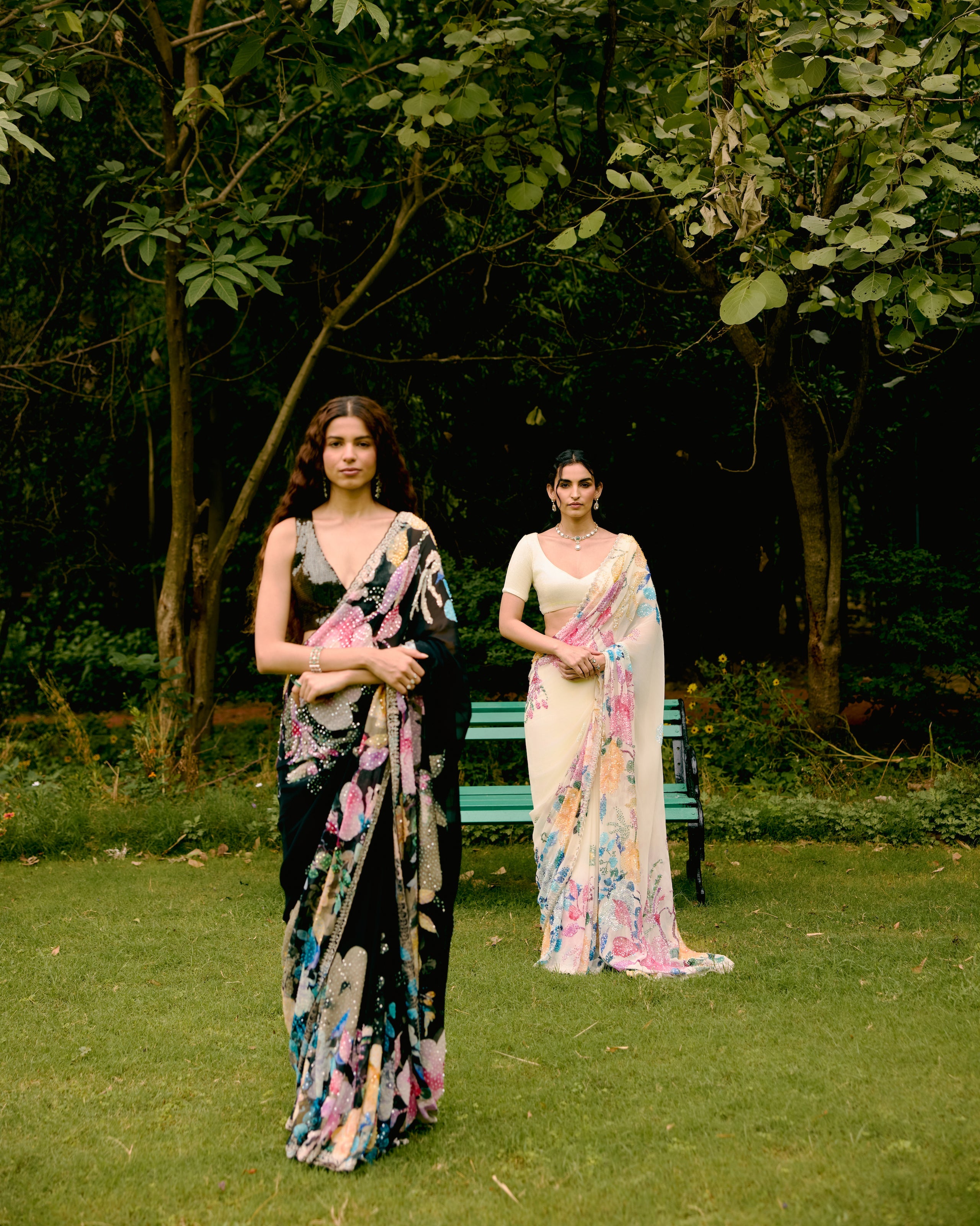 Black Georgette Printed Sequins Saree