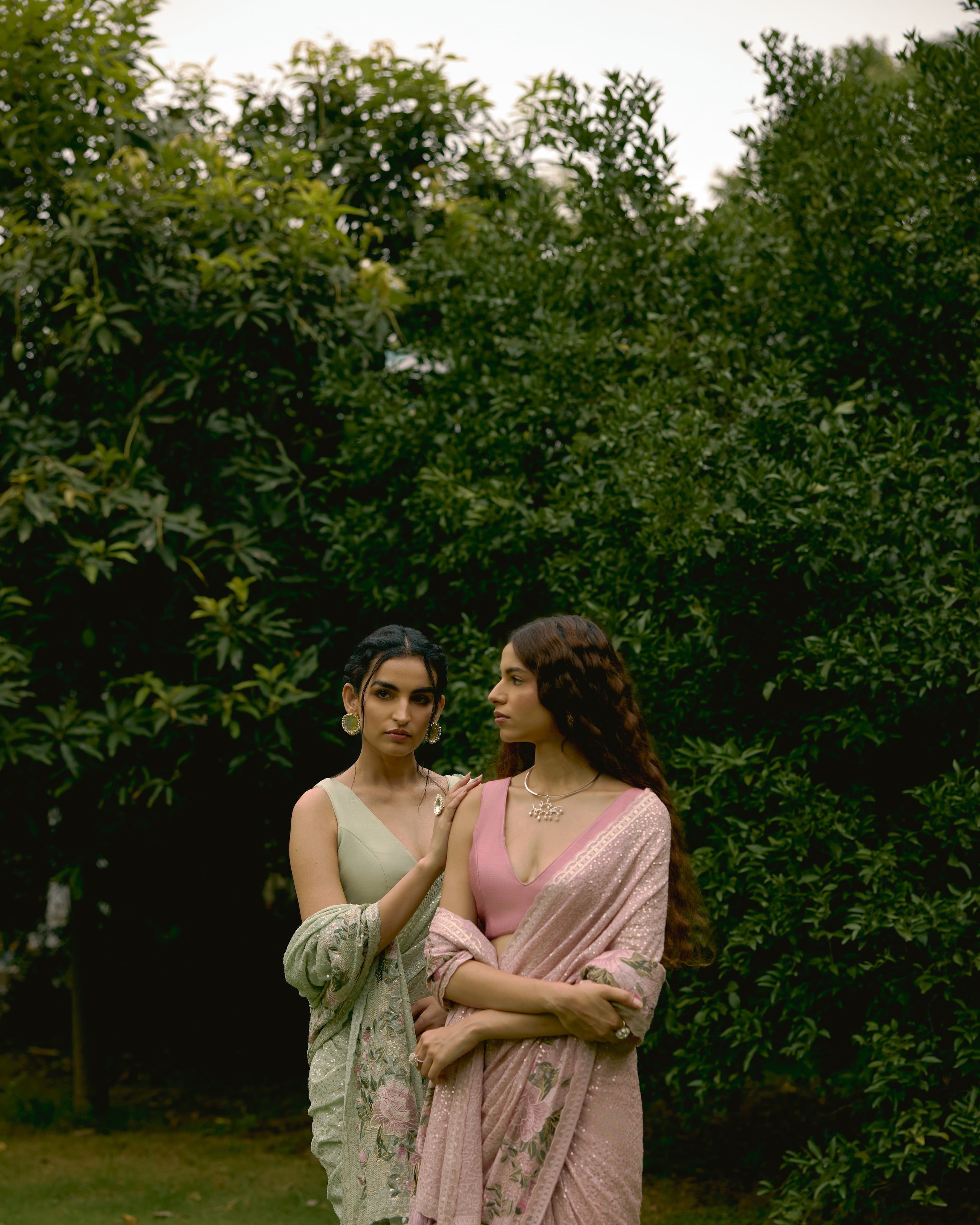 Pink Georgette Sequins and Threadwork Saree