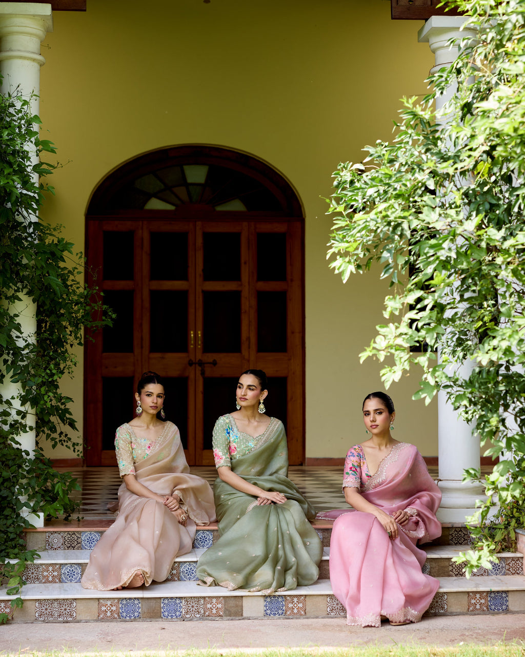 Pink Organza Sequin Embroidery Saree