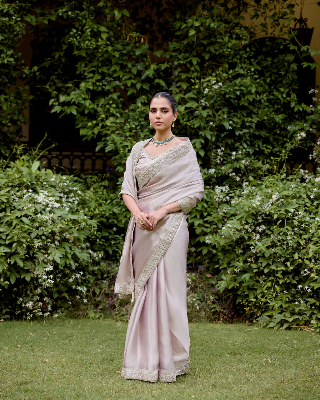 Lilac Organza Tissue Saree with Zari