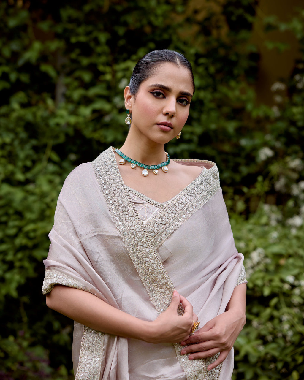 Lilac Organza Tissue Saree with Zari