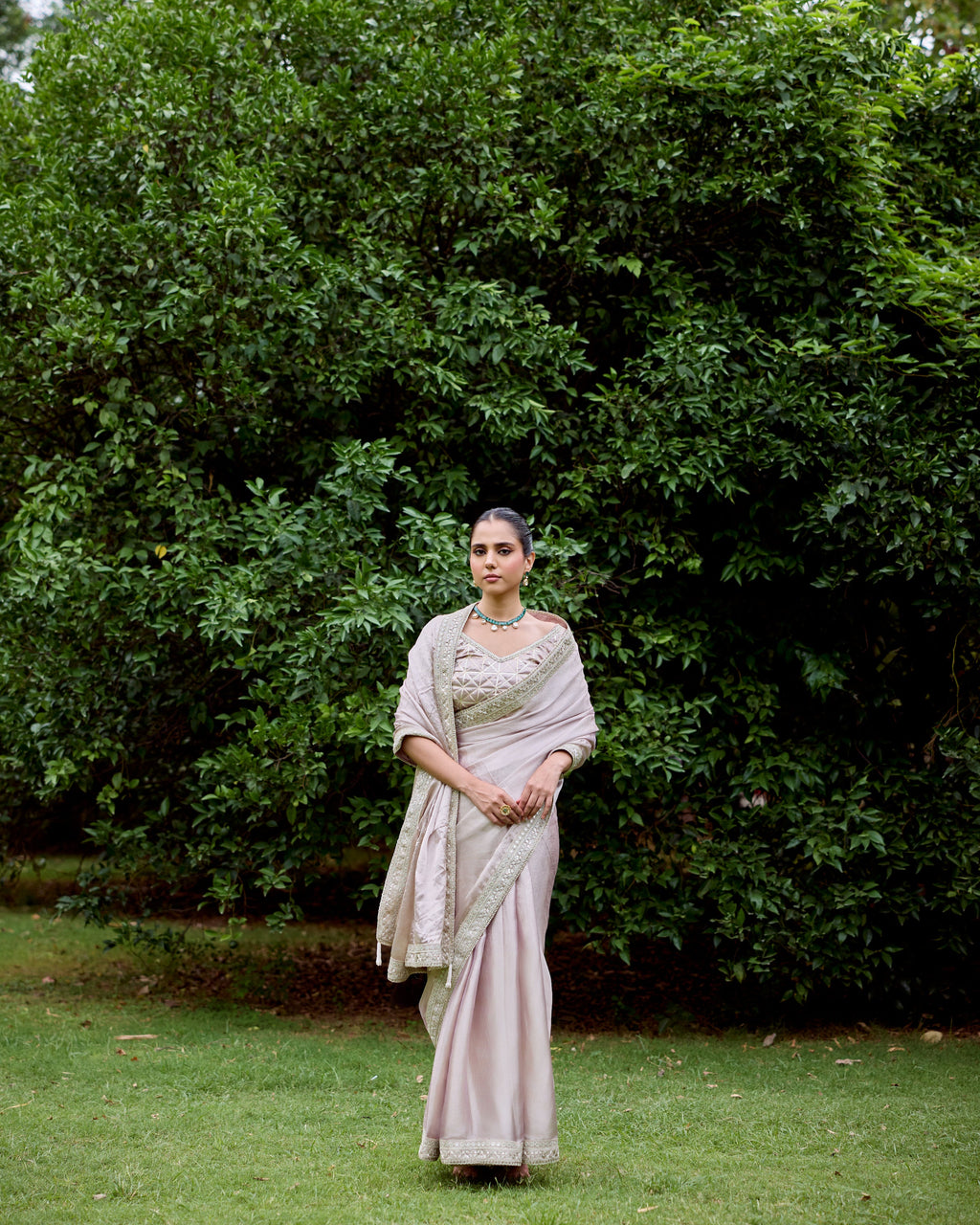 Lilac Organza Tissue Saree with Zari