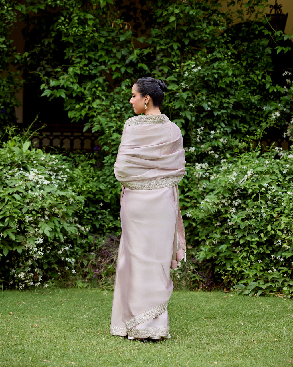 Lilac Organza Tissue Saree with Zari