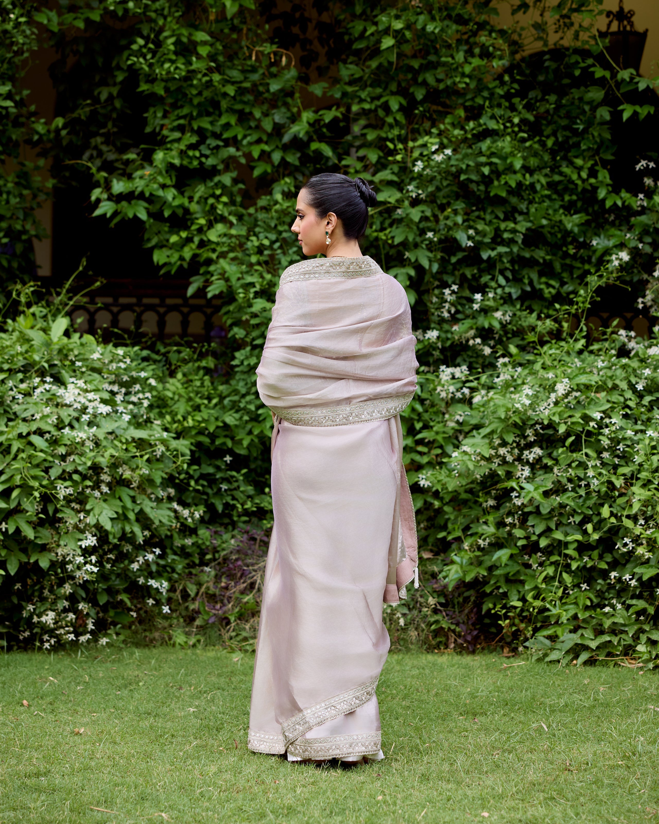 Lilac Organza Tissue Saree with Zari