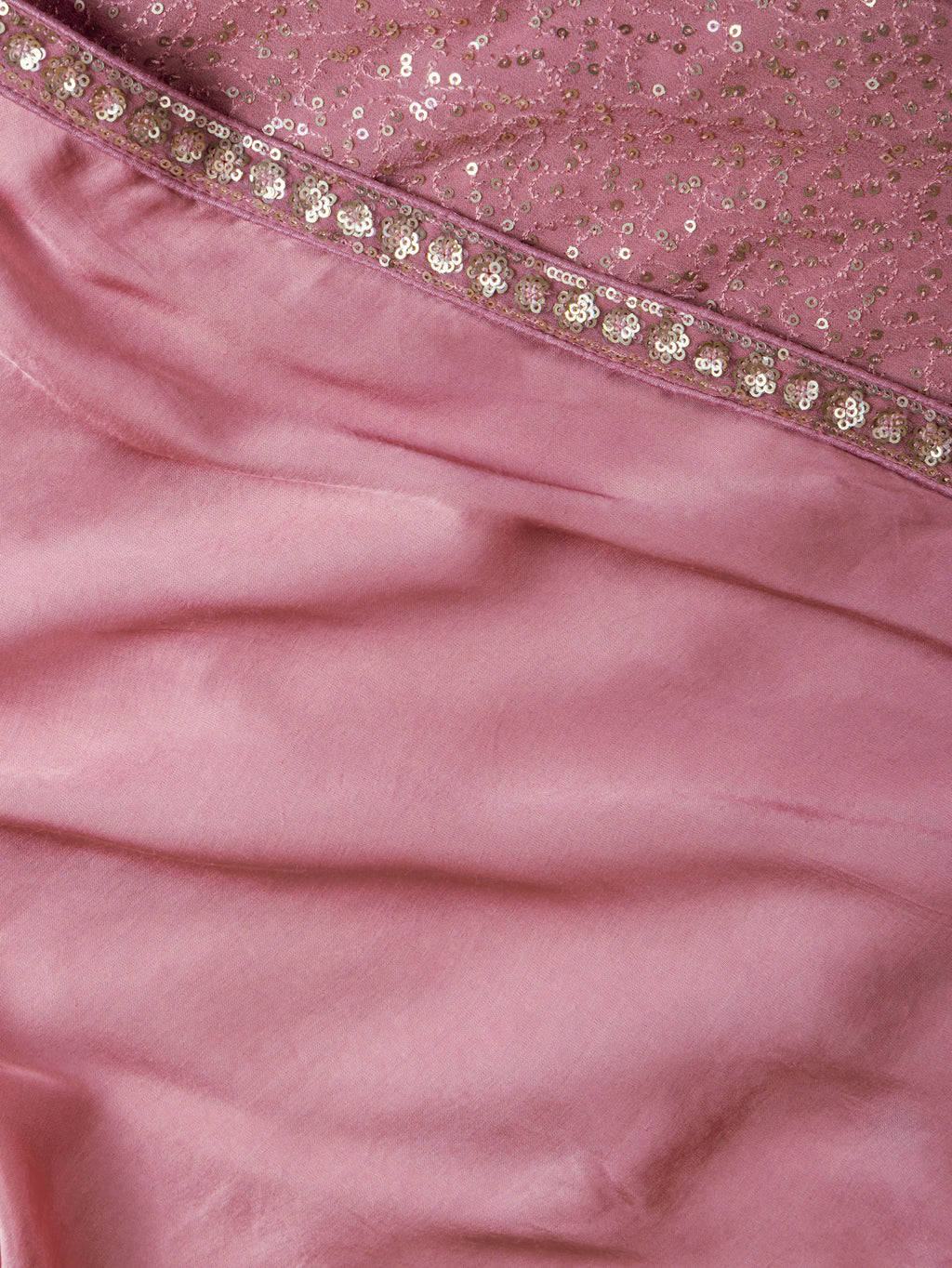 Rose Pink Georgette Sequins Saree