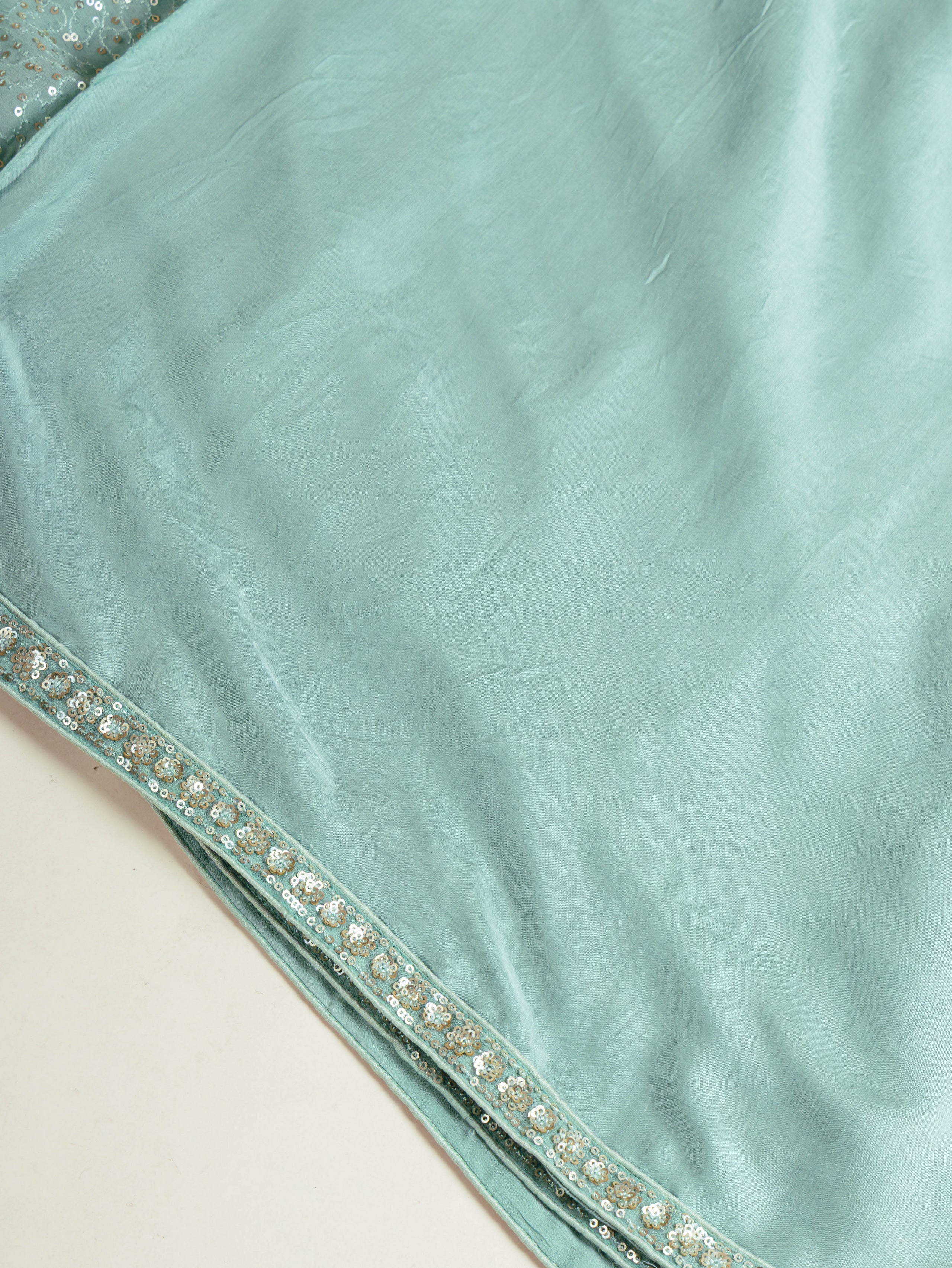 Ice Blue Georgette Sequins Saree