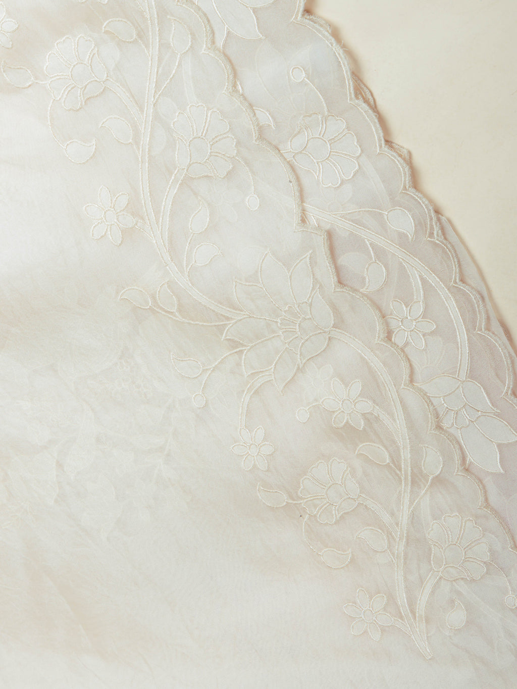 Ivory Organza Applique Saree